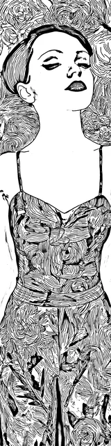 Free colorable bookmarks of a woman wearing a strap pant suit